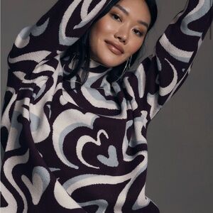 Anthropologie Carys Mock Neck Sweater in Plum XS